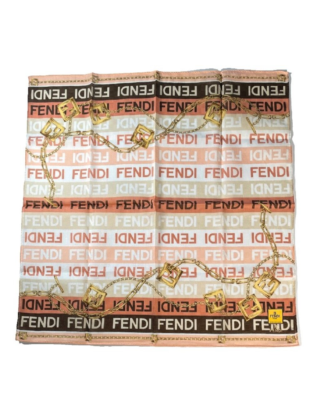 NWT Vintage Fendi Logo Chain Cotton Scarf 19" x 19"